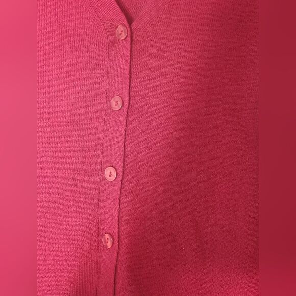 Moda International L Silk Cashmere Button Up Cardigan Womens  Burgundy Sweater - Picture 4 of 5